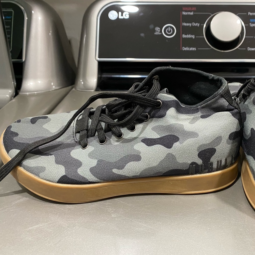 No Bull high top black camo trainers